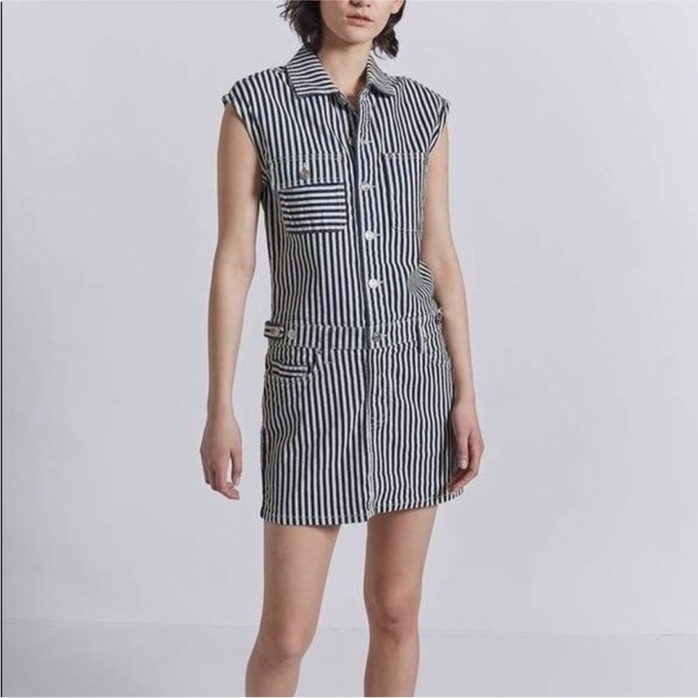 Current Elliott Striped Jumpsuit Dress Sleeveless 0 - Picture 1 of 8
